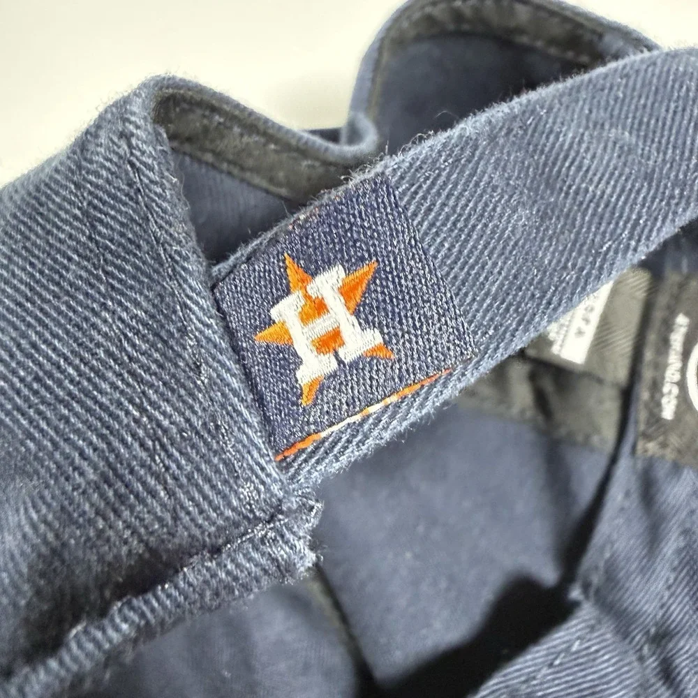 47 Brand Houston Astros Navy Blue Clean Up Strapback Hat Orange Lettering OSFA